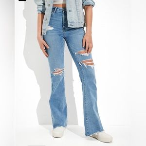 NEW with tags - American Eagle Super Hi-Rise Flare -Next Level Stretch Blue Vibe
